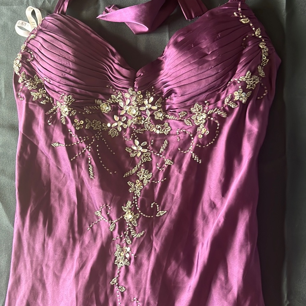 Y2K purple beaded flair formal dress